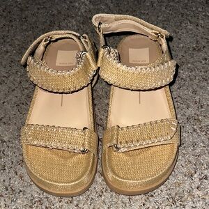 Dolce Vita Woven Velcro Platform Sandals - Natural